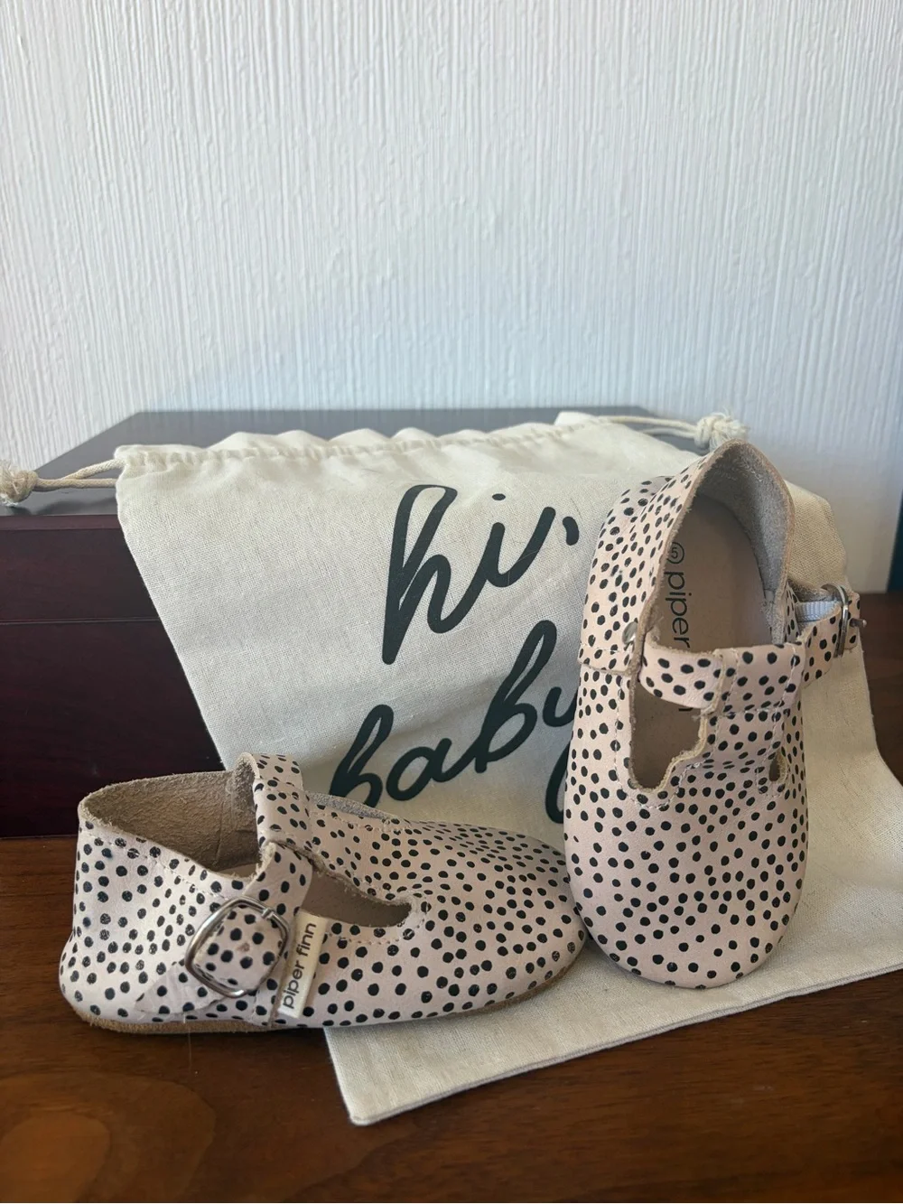 Piper Finn leather Polka Dot T-Strap Toddler Shoes